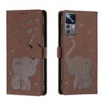 For Xiaomi 12T / 12T Pro Cartoon Elephant Embossed Leather Phone Case(Brown)