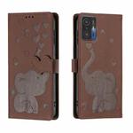 For Xiaomi 11T / 11T Pro Cartoon Elephant Embossed Leather Phone Case(Brown)