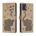 For Xiaomi 11T / 11T Pro Cartoon Elephant Embossed Leather Phone Case(Khaki)