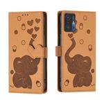 For Xiaomi 11T / 11T Pro Cartoon Elephant Embossed Leather Phone Case(Yellow)