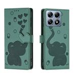 For Xiaomi 14T Cartoon Elephant Embossed Leather Phone Case(Green)