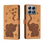 For Xiaomi 14T Cartoon Elephant Embossed Leather Phone Case(Yellow)