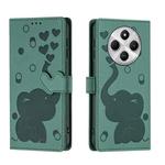 For Xiaomi Poco C75 Cartoon Elephant Embossed Leather Phone Case(Green)