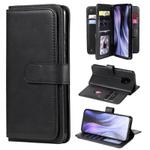 For Xiaomi Redmi 10X 5G / Redmi 10X Pro 5G Multifunctional Magnetic Copper Buckle Horizontal Flip Solid Color Leather Case with 10 Card Slots & Wallet & Holder & Photo Frame(Black)
