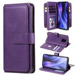 For Xiaomi Redmi 10X 5G / Redmi 10X Pro 5G Multifunctional Magnetic Copper Buckle Horizontal Flip Solid Color Leather Case with 10 Card Slots & Wallet & Holder & Photo Frame(Purple)