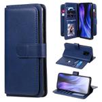 For Xiaomi Redmi 10X 5G / Redmi 10X Pro 5G Multifunctional Magnetic Copper Buckle Horizontal Flip Solid Color Leather Case with 10 Card Slots & Wallet & Holder & Photo Frame(Dark Blue)