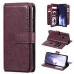 For Xiaomi Redmi Note 8 Multifunctional Magnetic Copper Buckle Horizontal Flip Solid Color Leather Case with 10 Card Slots & Wallet & Holder & Photo Frame(Wine Red)