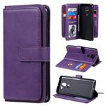 For Xiaomi Redmi Note 9 Multifunctional Magnetic Copper Buckle Horizontal Flip Solid Color Leather Case with 10 Card Slots & Wallet & Holder & Photo Frame(Purple)