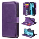 For Xiaomi Redmi Note 8 Pro Multifunctional Magnetic Copper Buckle Horizontal Flip Solid Color Leather Case with 10 Card Slots & Wallet & Holder & Photo Frame(Purple)