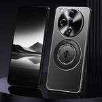 For OPPO Find X7 Ultra Rotating Holder Frosted Metal Phone Case(Black)