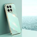 For Xiaomi 14T 5G Global XINLI Straight 6D Plating Gold Edge TPU Phone Case(Mint Green)