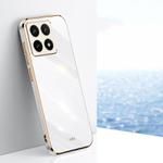 For Xiaomi 14T Pro 5G Global XINLI Straight 6D Plating Gold Edge TPU Phone Case(White)