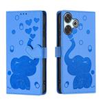 For Redmi 13 4G / 5G Cartoon Elephant Embossed Leather Phone Case(Blue)