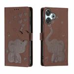 For Redmi 13 4G / 5G Cartoon Elephant Embossed Leather Phone Case(Brown)