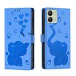 For Redmi 13C 4G Cartoon Elephant Embossed Leather Phone Case(Blue)