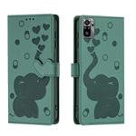 For Redmi Note 10 / Note 10S Cartoon Elephant Embossed Leather Phone Case(Green)