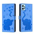 For Redmi Note 12 4G Cartoon Elephant Embossed Leather Phone Case(Blue)