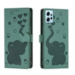 For Redmi Note 12 4G Cartoon Elephant Embossed Leather Phone Case(Green)