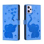 For Redmi Note 12 Pro 5G Cartoon Elephant Embossed Leather Phone Case(Blue)