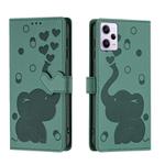 For Redmi Note 12 Pro 5G Cartoon Elephant Embossed Leather Phone Case(Green)