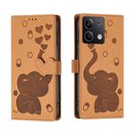 For Redmi Note 13 5G Cartoon Elephant Embossed Leather Phone Case(Yellow)