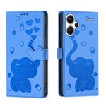 For Redmi Note 13 Pro+ Cartoon Elephant Embossed Leather Phone Case(Blue)