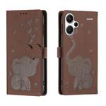 For Redmi Note 13 Pro+ Cartoon Elephant Embossed Leather Phone Case(Brown)