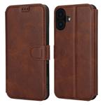 For iPhone 16 Plus Shockproof PU + TPU Leather Phone Case(Brown)