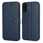 For iPhone 16 Shockproof PU + TPU Leather Phone Case(Blue)