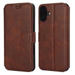 For iPhone 16 Shockproof PU + TPU Leather Phone Case(Brown)