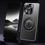 For Honor X70i Rotating Holder Frosted Metal Phone Case(Black)
