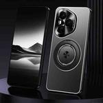 For Honor 400 Pro Global Rotating Holder Frosted Metal Phone Case(Black)