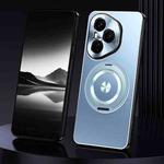For Honor 400 Pro Global Rotating Holder Frosted Metal Phone Case(Blue)