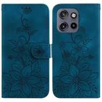 For Motorola Edge 50 Neo 5G Global Lily Embossed Leather Phone Case(Dark Blue)