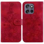 For Motorola Edge 50 Neo 5G Global Lily Embossed Leather Phone Case(Red)