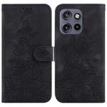 For Motorola Edge 50 Neo 5G Global Lily Embossed Leather Phone Case(Black)