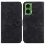 For Motorola Moto G35 Lily Embossed Leather Phone Case(Black)