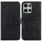 For Motorola Moto G75 5G Lily Embossed Leather Phone Case(Black)