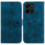 For Motorola Moto G 5G 2025 Lily Embossed Leather Phone Case(Dark Blue)