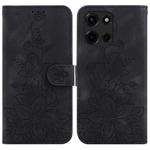 For Motorola Moto G 5G 2025 Lily Embossed Leather Phone Case(Black)