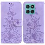 For Motorola Edge 60 Fusion / Edge 5G 2025 Lily Embossed Leather Phone Case(Purple)