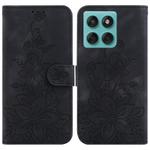 For Motorola Edge 60 Fusion / Edge 5G 2025 Lily Embossed Leather Phone Case(Black)