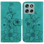 For Motorola Moto G56 5G / G66j 5G / G66y 5G Lily Embossed Leather Phone Case(Green)