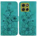 For Motorola Moto G86 5G Lily Embossed Leather Phone Case(Green)