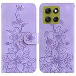 For Motorola Moto G86 5G Lily Embossed Leather Phone Case(Purple)