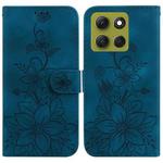 For Motorola Moto G86 5G Lily Embossed Leather Phone Case(Dark Blue)