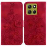 For Motorola Moto G86 5G Lily Embossed Leather Phone Case(Red)