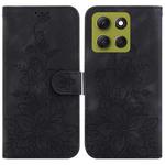 For Motorola Moto G86 5G Lily Embossed Leather Phone Case(Black)