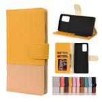 For Samsung Galaxy Note20 Color Splicing Horizontal Flip Leather Case with Holder & Card Slots & Wallet & Photo Frame(Yellow)