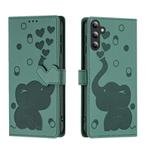 For Samsung Galaxy S24 5G Cartoon Elephant Embossed Leather Phone Case(Green)